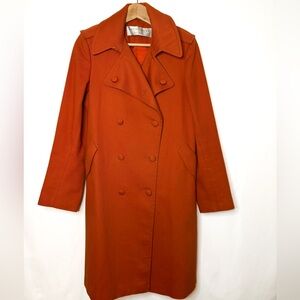 Charles Nolan  Trench Coat Double-Breasted 100% Cotton Orange